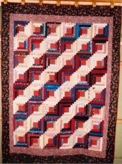 $Log Cabin Patriotic Fields and Furrows Quilt,..jpg