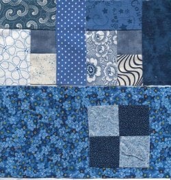 $USAF Blue Charity Quiilt, Second Stage 4.5 plus forget-me-not print and 4-patch.jpg