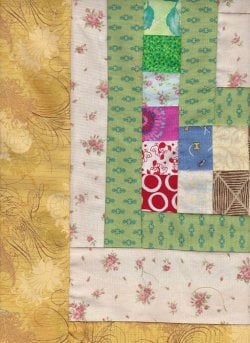 $Log Cabin Star3 Golden and lime scrap borders.jpg