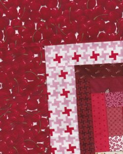 $Cherry cream Furrows Log Cabin7 Quilt, Top corner.jpg