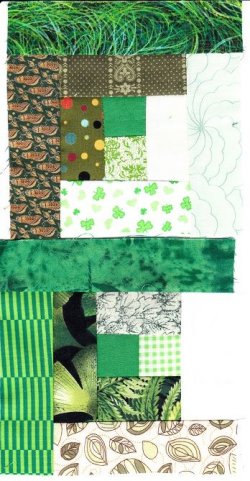 $Green Log Cabin squares, 9 piece stage6.jpg