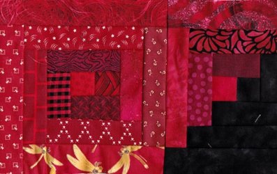 $4 CK Red Black Tall Ship Log Cabin Quilt top Sky and Sail.jpg