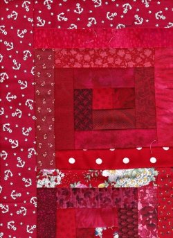 $15 Red Sky at Night, Happy Delight Log Cabin quilt, corner.jpg